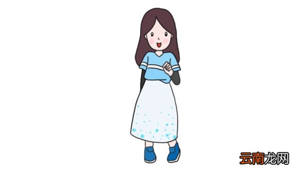 披头发的女孩简笔画
