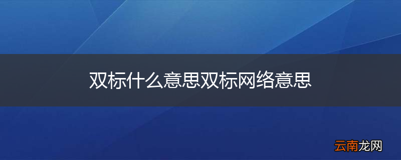 双标什么意思双标网络意思