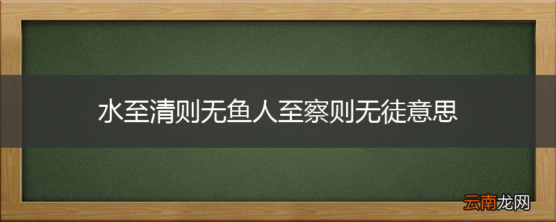 水至清则无鱼人至察则无徒意思