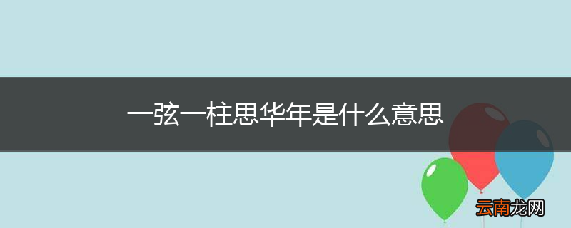 一弦一柱思华年是什么意思
