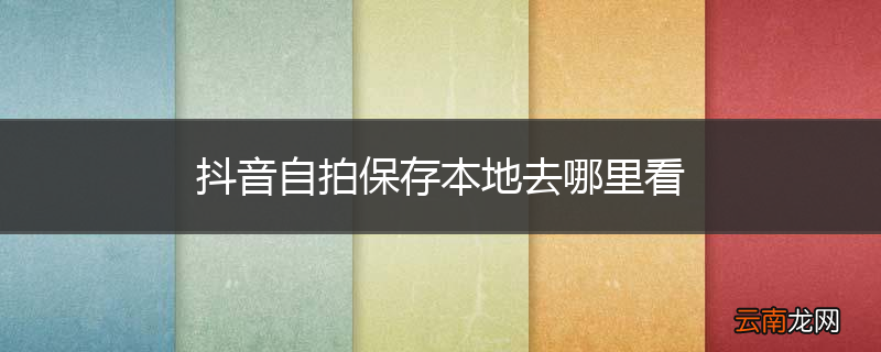 抖音自拍保存本地去哪里看