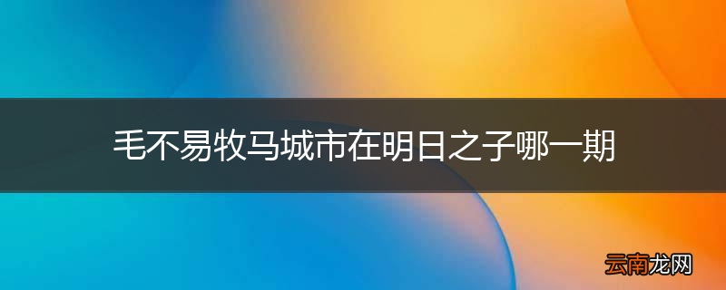 毛不易牧马城市在明日之子哪一期