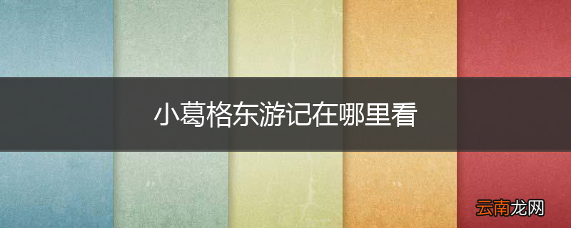 小葛格东游记在哪里看