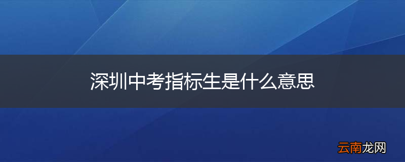 深圳中考指标生是什么意思