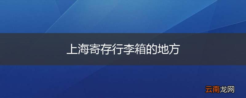 上海寄存行李箱的地方