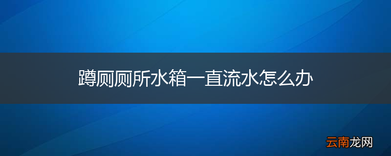 蹲厕厕所水箱一直流水怎么办