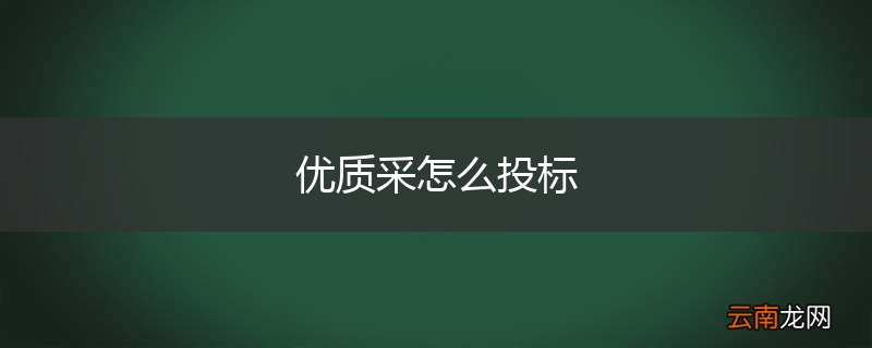 优质采怎么投标