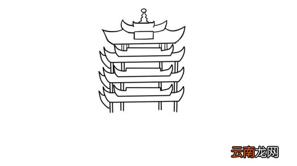 黄鹤楼的简笔画步骤黄鹤楼的简笔画教程