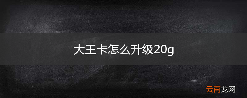 大王卡怎么升级20g