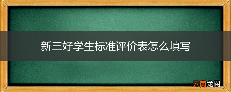 新三好学生标准评价表怎么填写