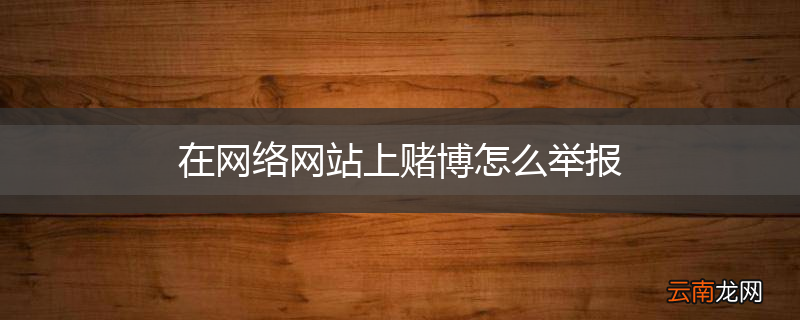 在网络网站上赌博怎么举报
