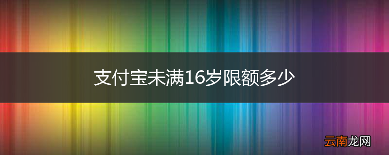 支付宝未满16岁限额多少