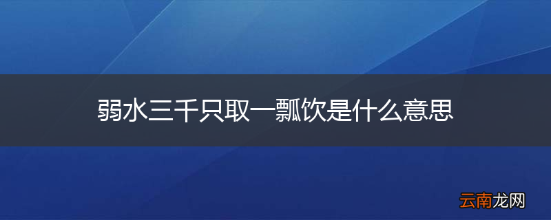 弱水三千只取一瓢饮是什么意思