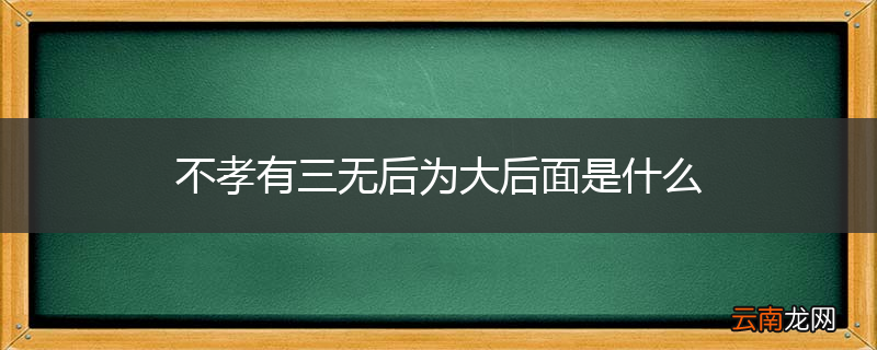 不孝有三无后为大后面是什么
