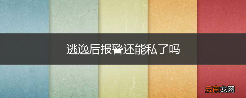逃逸后报警还能私了吗