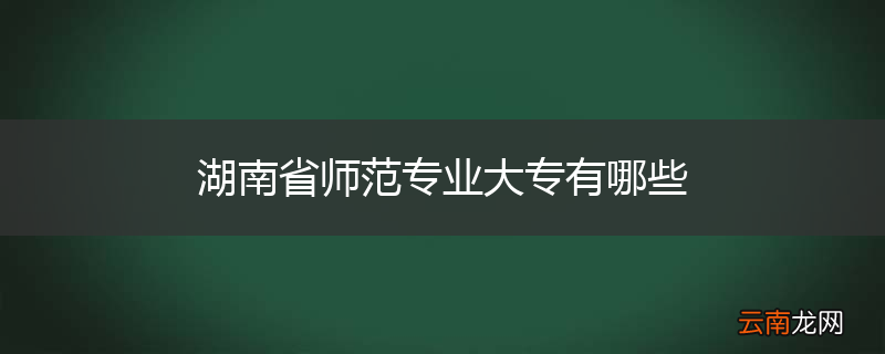 湖南省师范专业大专有哪些