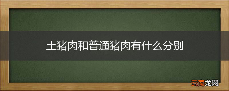 土猪肉和普通猪肉有什么分别