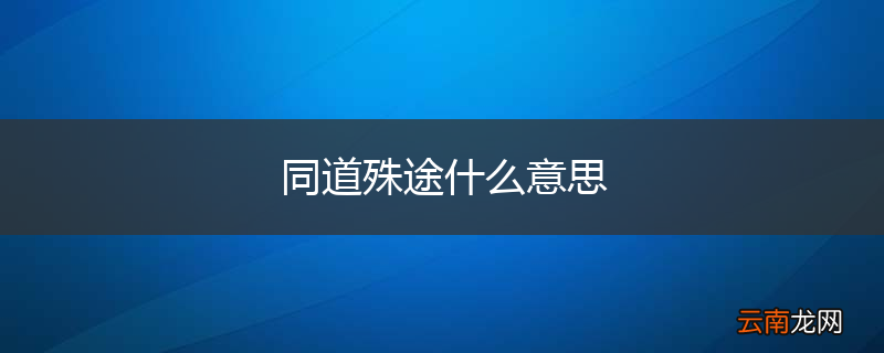 同道殊途什么意思