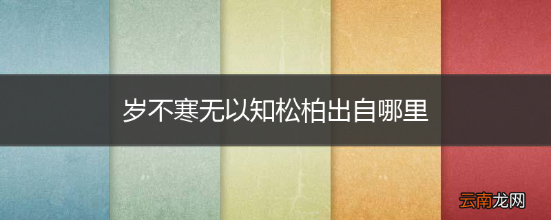 岁不寒无以知松柏出自哪里