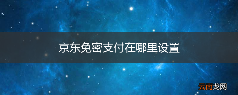 京东免密支付在哪里设置