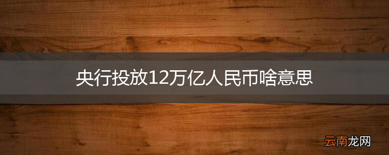 央行投放12万亿人民币啥意思