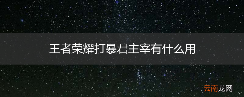 王者荣耀打暴君主宰有什么用