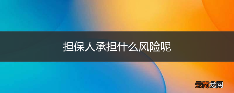 担保人承担什么风险呢