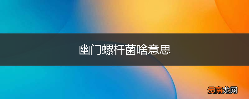 幽门螺杆菌啥意思