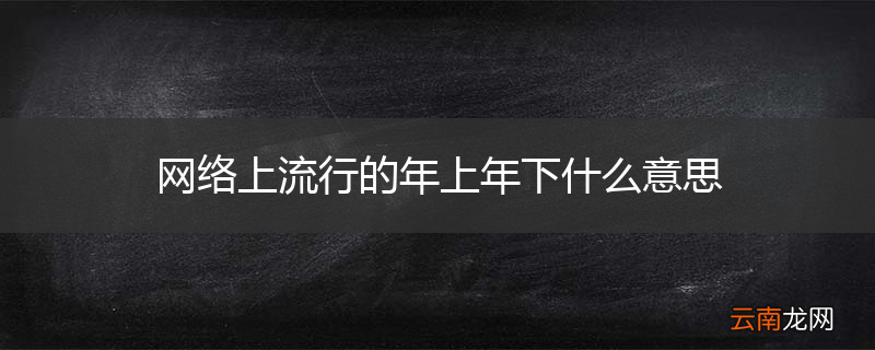 网络上流行的年上年下什么意思