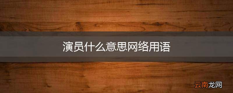 演员什么意思网络用语