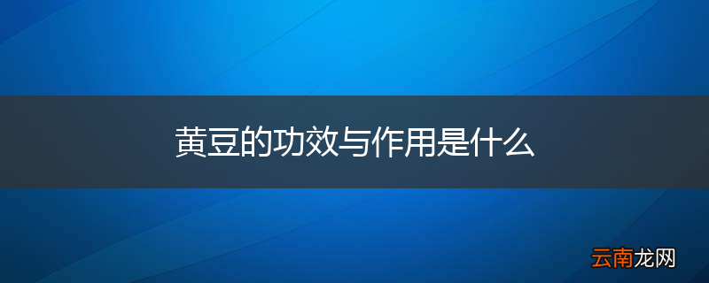 黄豆的功效与作用是什么