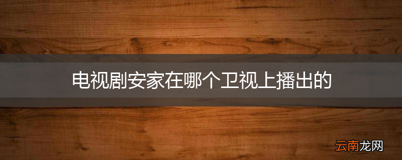 电视剧安家在哪个卫视上播出的