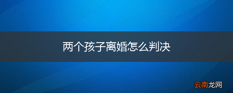 两个孩子离婚怎么判决