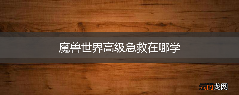 魔兽世界高级急救在哪学
