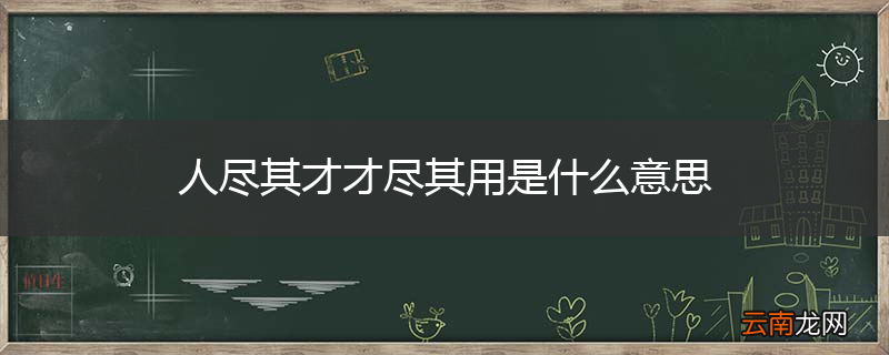 人尽其才才尽其用是什么意思