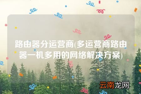 多运营商路由器一机多用的网络解决方案 路由器分运营商