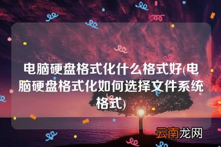电脑硬盘格式化如何选择文件系统格式 电脑硬盘格式化什么格式好