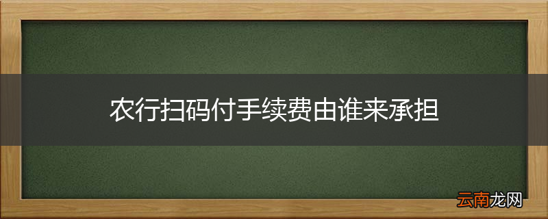 农行扫码付手续费由谁来承担