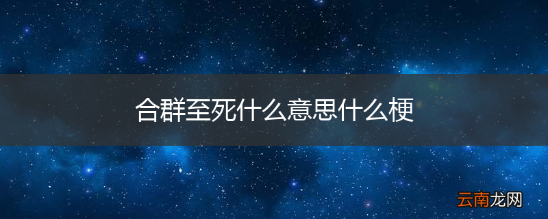 合群至死什么意思什么梗