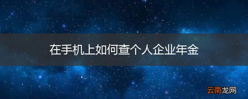 在手机上如何查个人企业年金