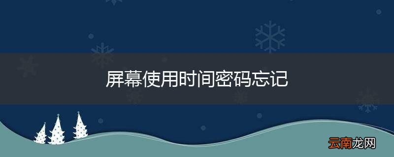 屏幕使用时间密码忘记