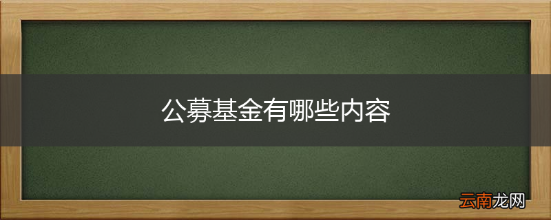 公募基金有哪些内容