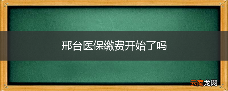 邢台医保缴费开始了吗