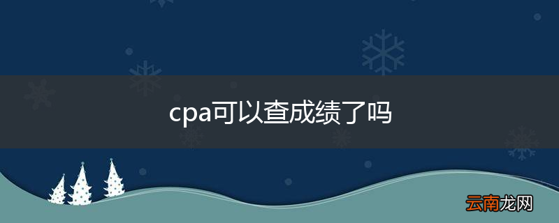 cpa可以查成绩了吗