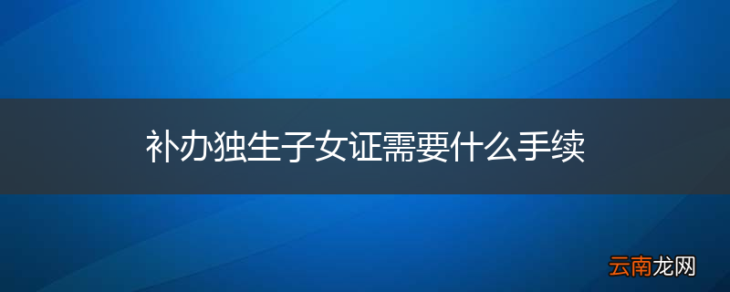补办独生子女证需要什么手续