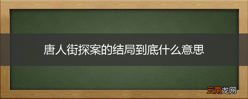 唐人街探案的结局到底什么意思