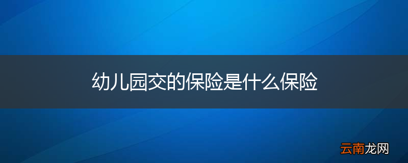 幼儿园交的保险是什么保险