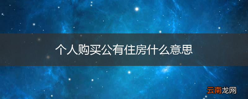 个人购买公有住房什么意思