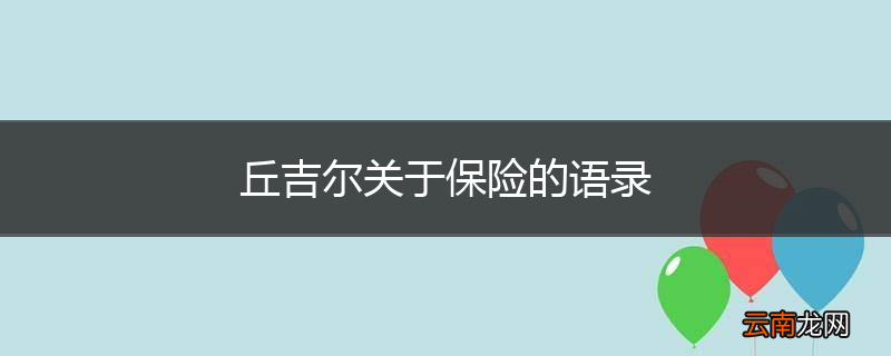 丘吉尔关于保险的语录