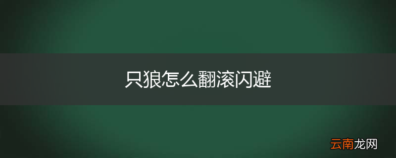 只狼怎么翻滚闪避
